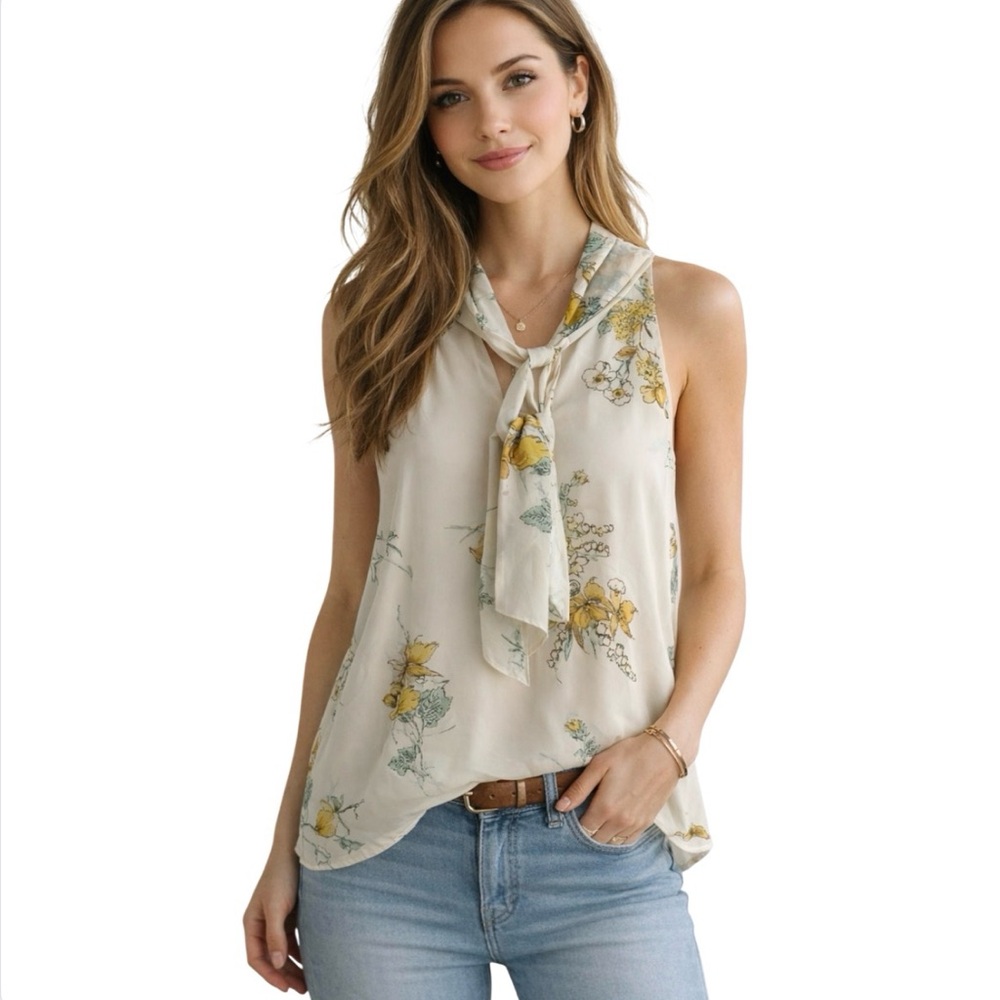 Love 21 Women’s Cream Halter Top Sleeveless High Neck Blouse XS EUC Boho Cottage
